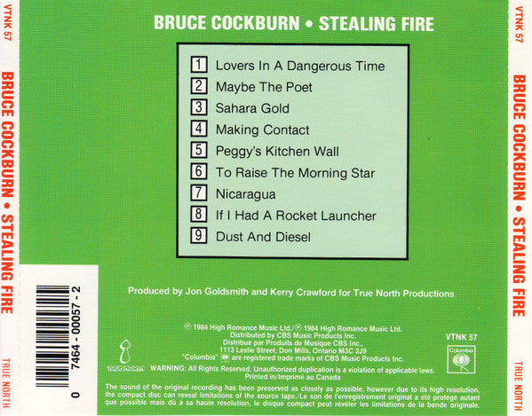 Bruce Cockburn : Stealing Fire (CD, Album, RE)