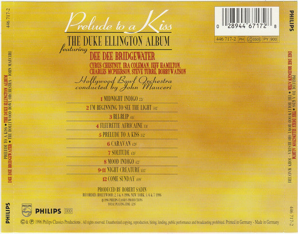 Duke Ellington, Dee Dee Bridgewater With Hollywood Bowl Orchestra, John Mauceri : Prelude To A Kiss (The Duke Ellington Album) (CD, Album)