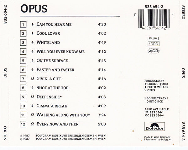Opus : Opus (CD, Album)