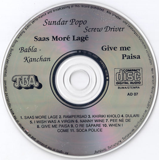 Sundar Popo / Babla & Kanchan : Screwdriver / Give Me Paisa (CD, Comp)