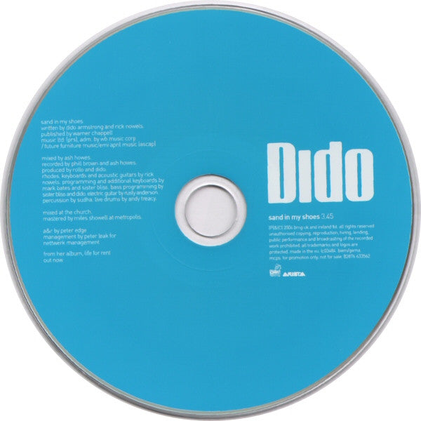 Dido : Sand In My Shoes (CD, Single, Promo, Car)