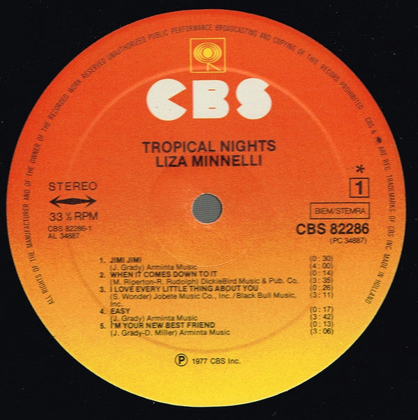 Liza Minnelli : Tropical Nights (LP, Album)
