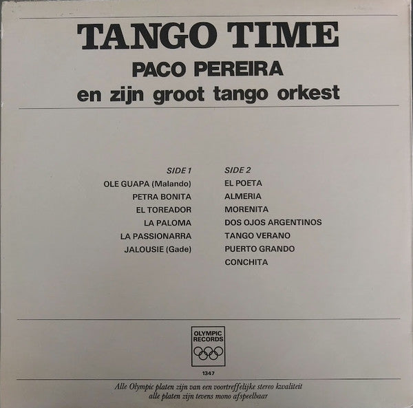 Paco Pereira En Zijn Groot Tango Orkest : Tango Time (LP, Album)