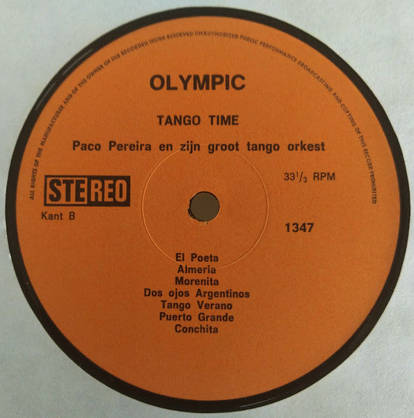 Paco Pereira En Zijn Groot Tango Orkest : Tango Time (LP, Album)
