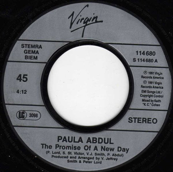 Paula Abdul : The Promise Of A New Day (7", Single)
