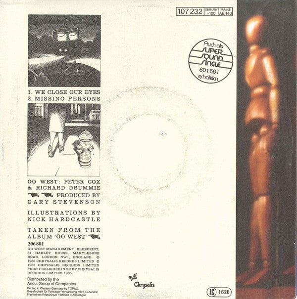 Go West : We Close Our Eyes (7", Single)