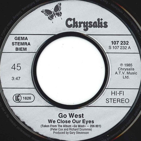 Go West : We Close Our Eyes (7", Single)