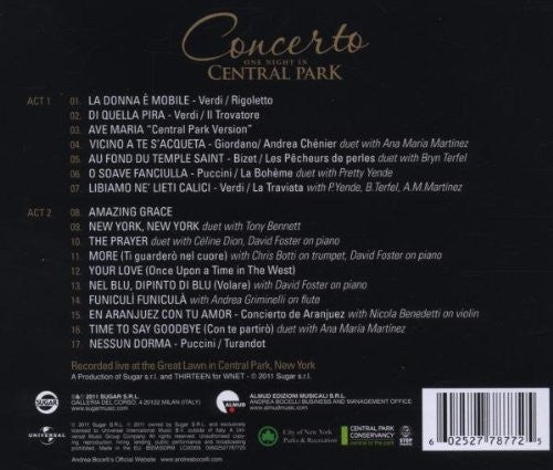Andrea Bocelli : Concerto: One Night In Central Park (CD, Album)
