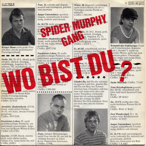 Spider Murphy Gang : Wo Bist Du? (7", Single)