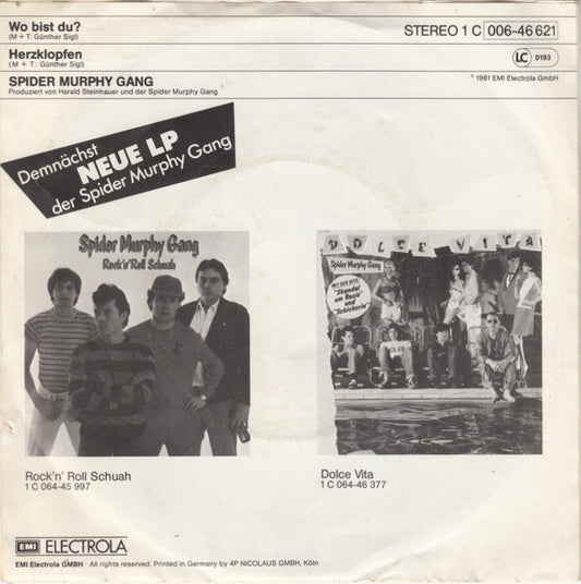 Spider Murphy Gang : Wo Bist Du? (7", Single)