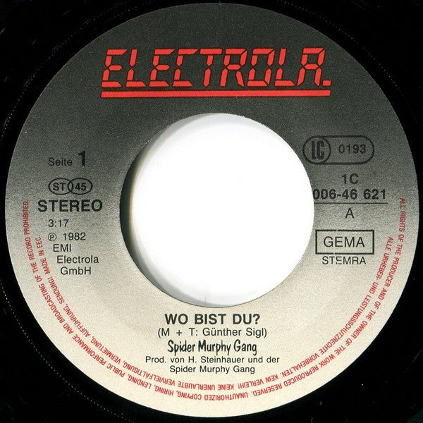 Spider Murphy Gang : Wo Bist Du? (7", Single)
