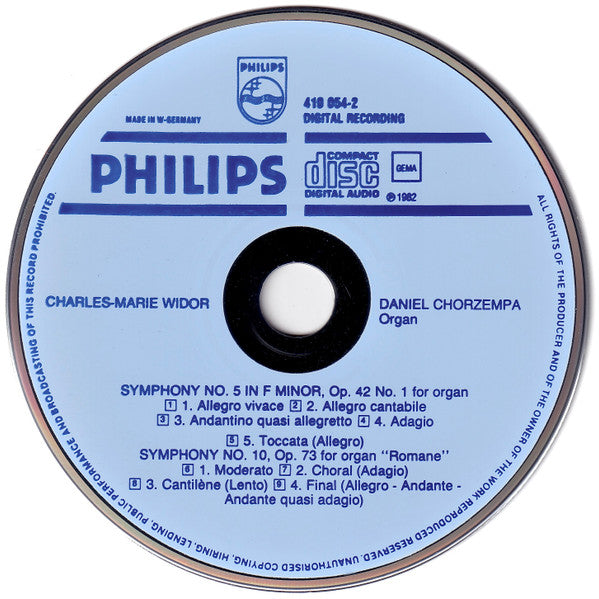 Charles-Marie Widor – Daniel Chorzempa : Symphonies No. 5 & No. 10 "Romane" (CD, Blu)