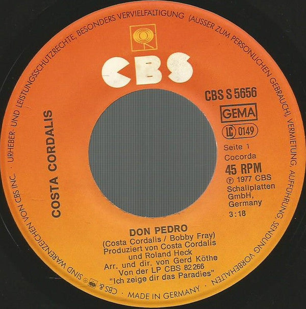 Costa Cordalis : Don Pedro (Ein Küßchen In Ehren...) (7", Single)
