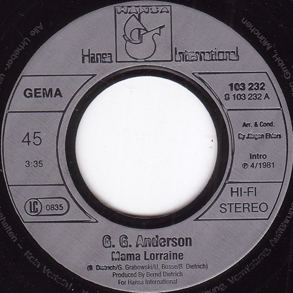 G.G. Anderson : Mama Lorraine (7", Single)