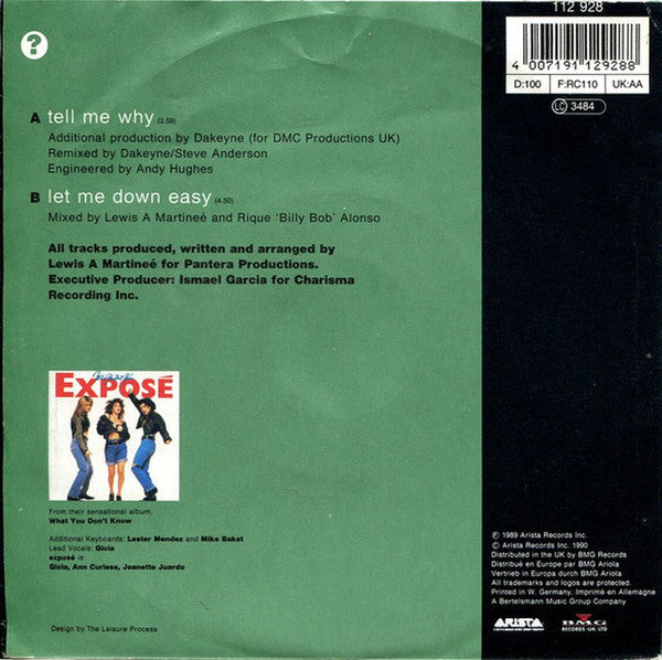 Exposé : Tell Me Why (7", Single)