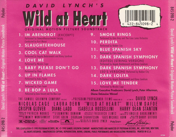 Various : David Lynch's Wild At Heart (Original Motion Picture Soundtrack) (CD, Album, Comp)