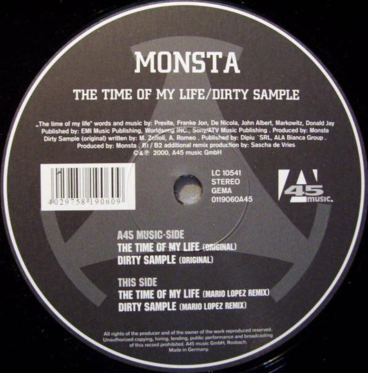 Monsta : The Time Of My Life / Dirty Sample (12")