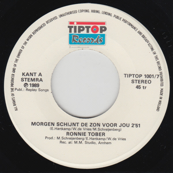 Ronnie Tober : Morgen Schijnt De Zon Voor Jou (7", Single)
