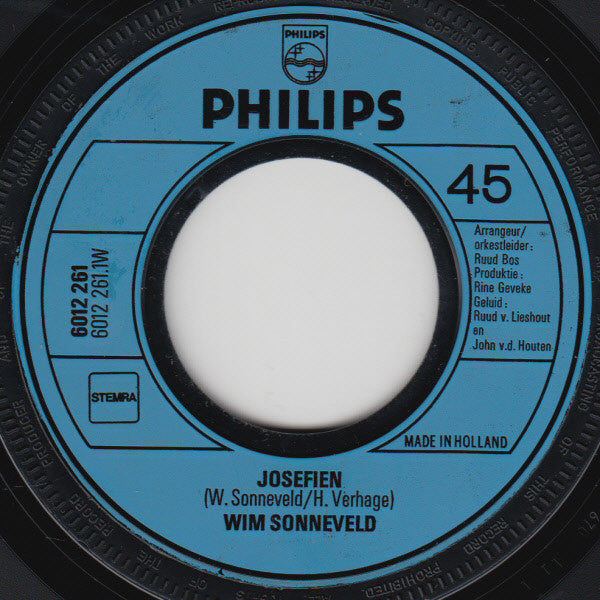 Wim Sonneveld : Josefien / Loflied Op Dora (7", Single)