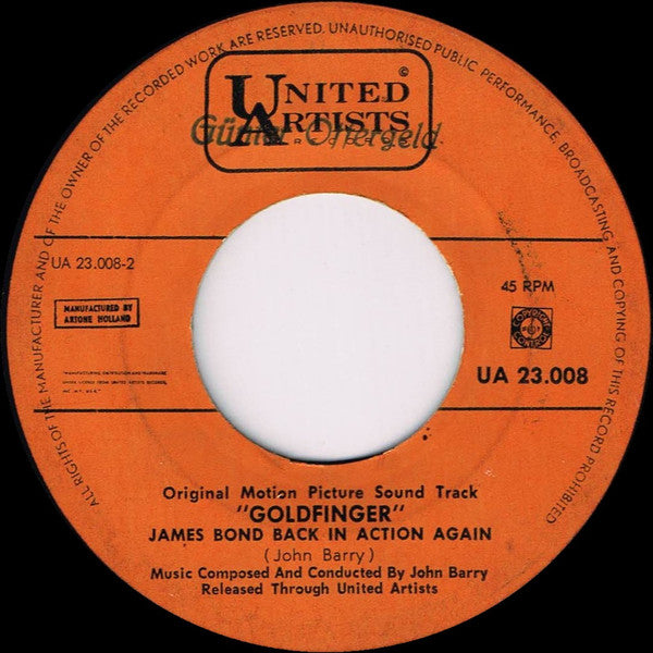 John Barry : Goldfinger (Original Motion Picture Soundtrack) (7", Single)