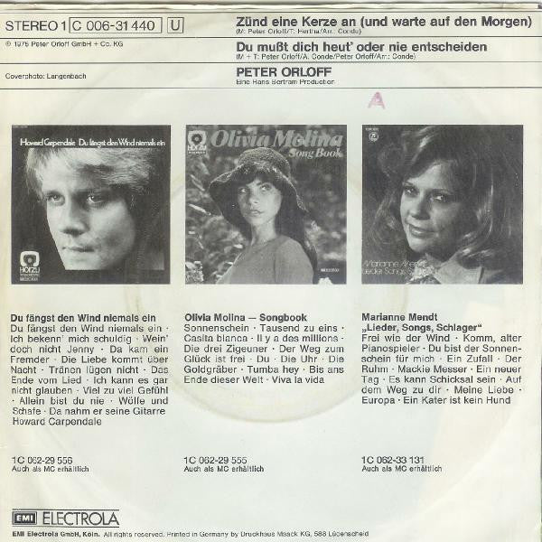 Peter Orloff : Zünd Eine Kerze An  (7", Single)