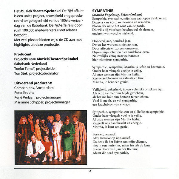 Various : De Tijd-affaire (MuziekTheaterSpektakel) (100 Jaar Rabobank) (CD, Album)