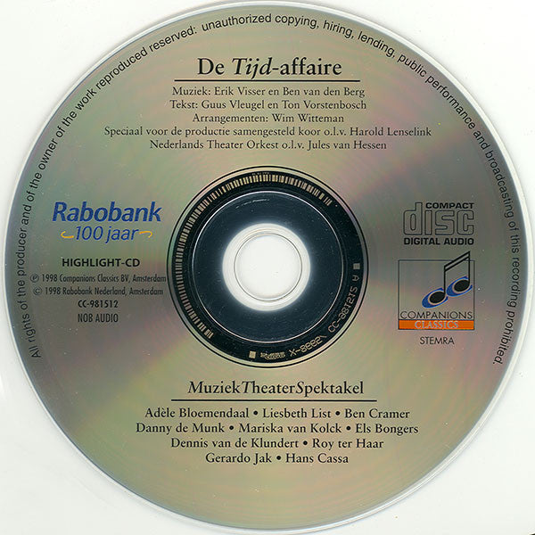 Various : De Tijd-affaire (MuziekTheaterSpektakel) (100 Jaar Rabobank) (CD, Album)