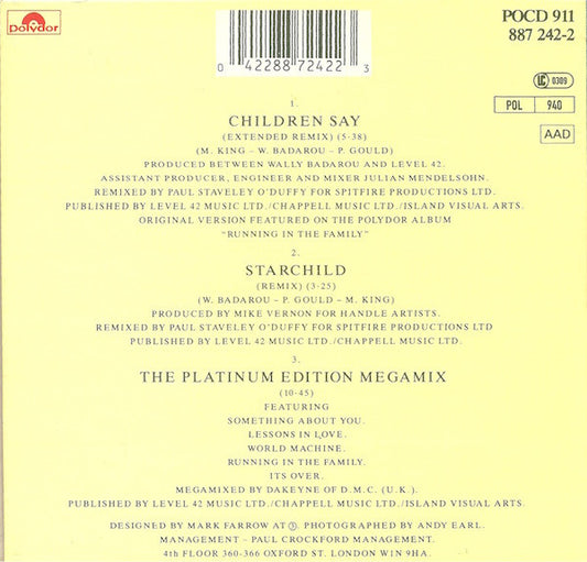 Level 42 : Children Say (CD, Single)