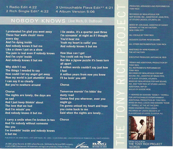 The Tony Rich Project : Nobody Knows (CD, Single)