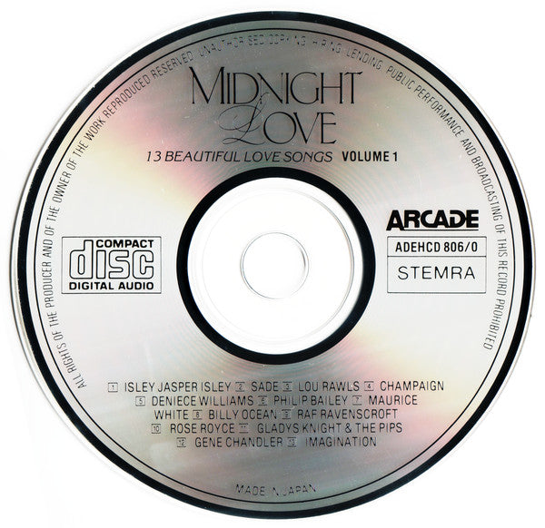 Various : Midnight Love (13 Beautiful Love Songs)  Volume 1 (CD, Comp)