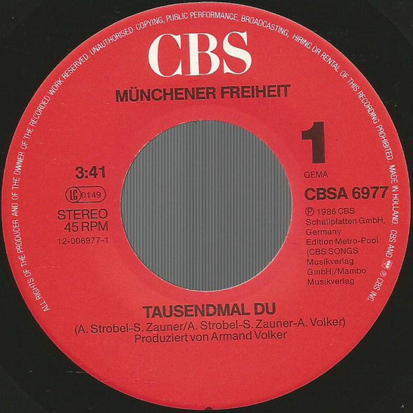 Münchener Freiheit : Tausendmal Du (7", Single)