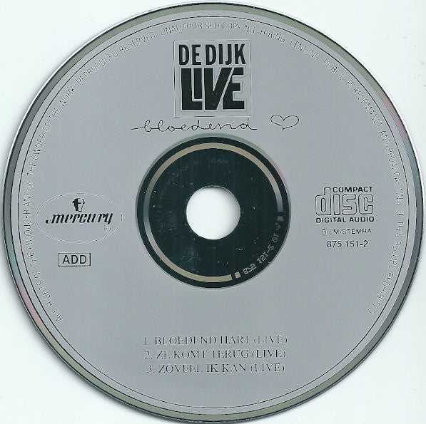 De Dijk : Bloedend Hart (Live) (CD, Maxi)