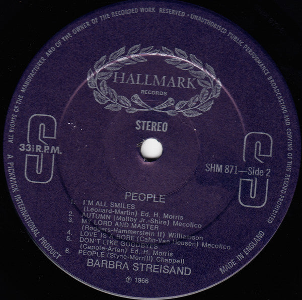 Barbra Streisand : People (LP, Album, RE)