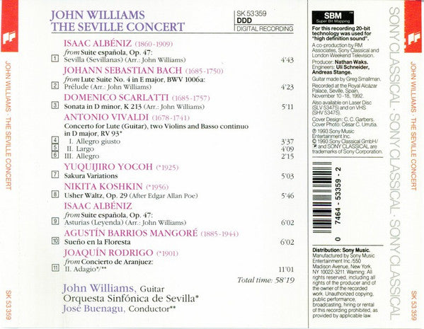 John Williams (7) : The Seville Concert (From The Royal Alcázar Palace) (CD, Album, RE)