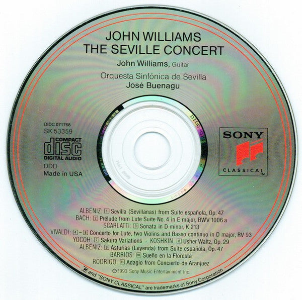 John Williams (7) : The Seville Concert (From The Royal Alcázar Palace) (CD, Album, RE)