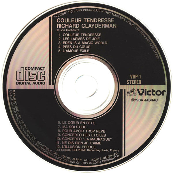Richard Clayderman = Richard Clayderman : Couleur Tendresse = 虹色の心 (CD)