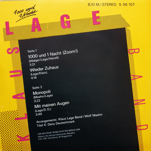 Klaus Lage Band : 1000 Und 1 Nacht (7", EP)