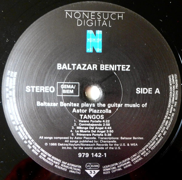Baltazar Benitez : Plays The Guitar Music Of Astor Piazzolla (LP, Album)