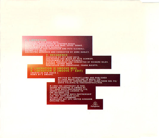Pet Shop Boys : Liberation (CD, Single)