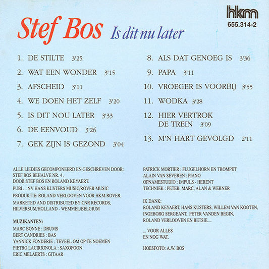 Stef Bos : Is Dit Nu Later (CD, Album)