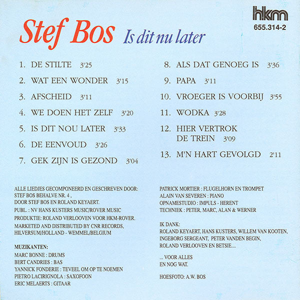 Stef Bos : Is Dit Nu Later (CD, Album)