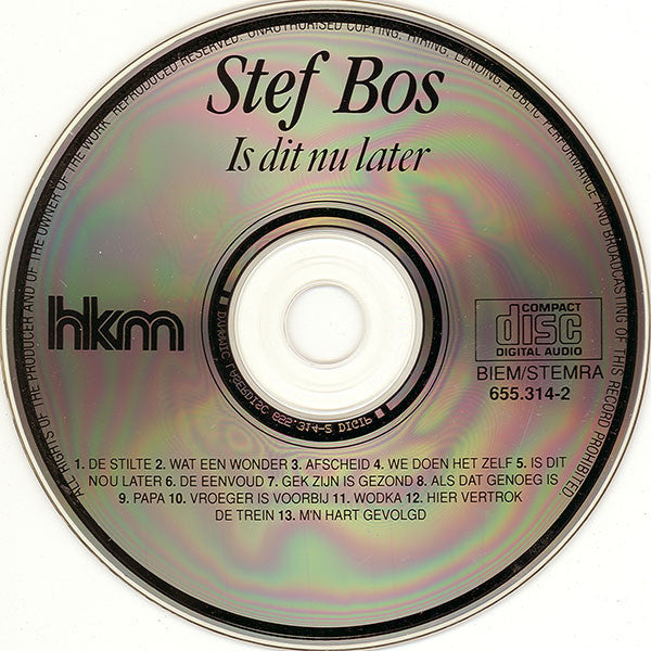 Stef Bos : Is Dit Nu Later (CD, Album)