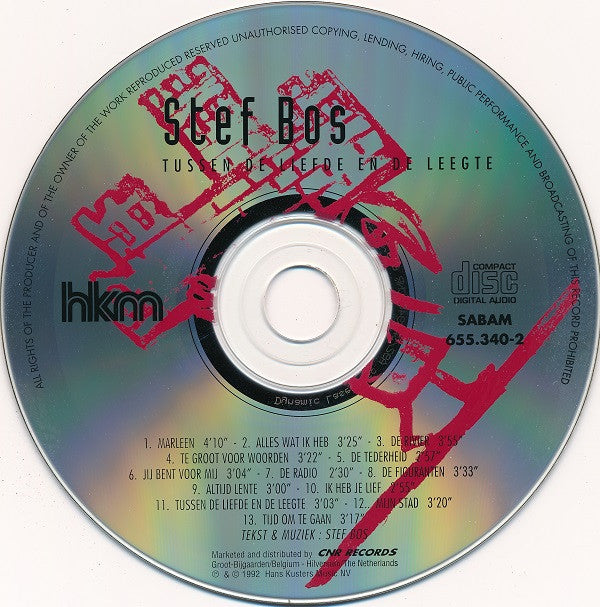 Stef Bos : Tussen De Liefde En De Leegte (CD, Album, Dyn)