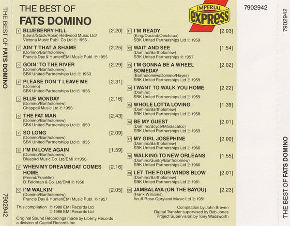 Fats Domino : The Best Of Fats Domino (CD, Comp)