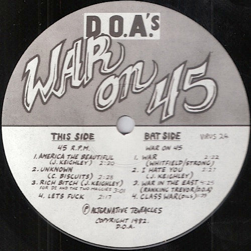 D.O.A. (2) : War On 45 (12", EP)