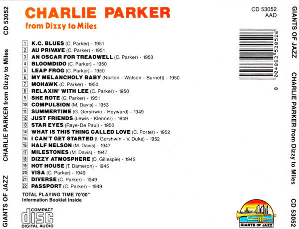 Charlie Parker : From Dizzy To Miles (CD, Comp)