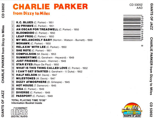Charlie Parker : From Dizzy To Miles (CD, Comp)