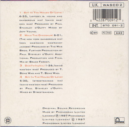 Was (Not Was) : Spy In The House Of Love (CD, Maxi)