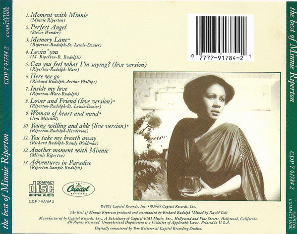 Minnie Riperton : The Best Of Minnie Riperton (CD, Comp)