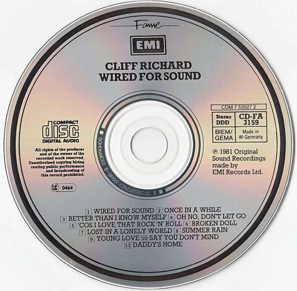 Cliff Richard : Wired For Sound (CD, Album, RE)